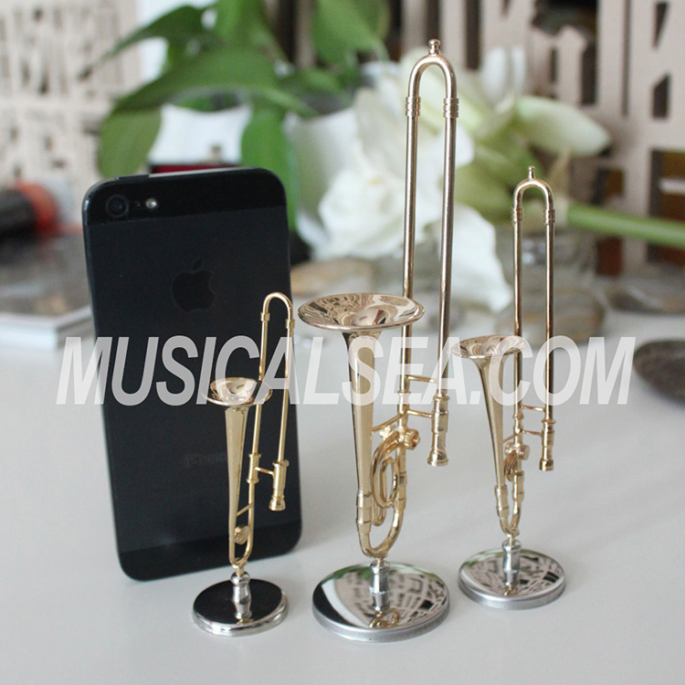 Golden/Silver Miniature Trombone ornament mus